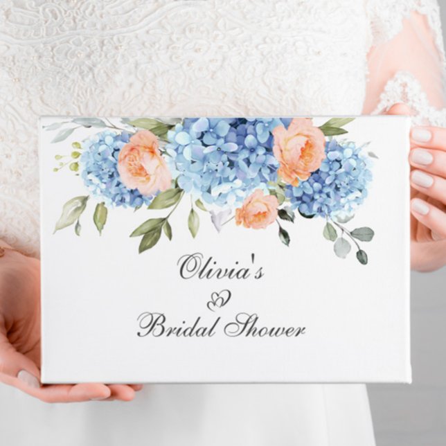 Libro De Visitas Blue Hydrangea Rubor Rosa Eucalyptus Bridal Shower (Subido por el creador)