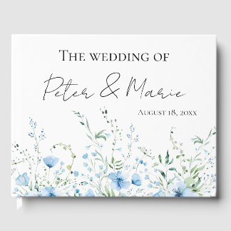 Libro De Visitas Blue Meadow Wildflower Personalized Wedding