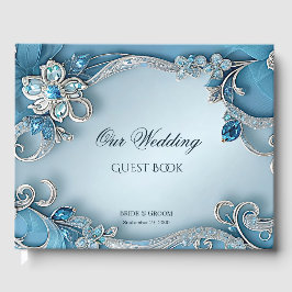 Libro De Visitas Blue Ornate Floral Guest Book