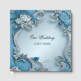 Libro De Visitas Blue Ornate Floral Guest Book