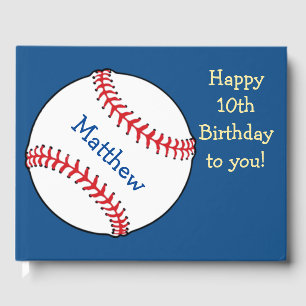 Libro De Visitas Blue Patriotic Béisbol Birday Sports Guest Book