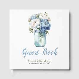 Libro De Visitas Blue Peonies Mason Jar Bridal Shower