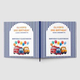 Libro De Visitas Blue Striped Truck Birthday Theme