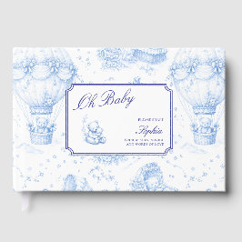 Libro De Visitas Blue Toile de Jouy Baby Shower Guest Book