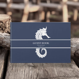 Libro De Visitas Blue Wave Seahorse Boda Wht/Navy ID836