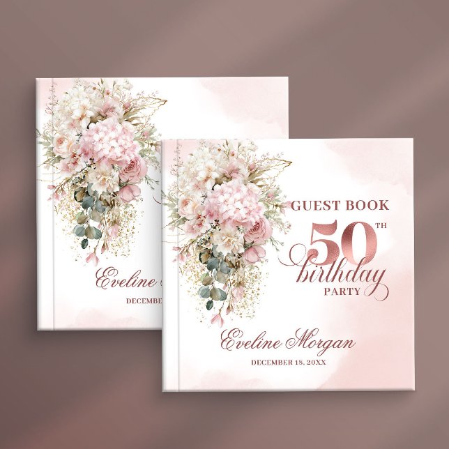 Libro De Visitas Blush Floral Eucalyptus 50th Birthday Guest Book (Blush Floral Eucalyptus 50th Birthday Guest Book)