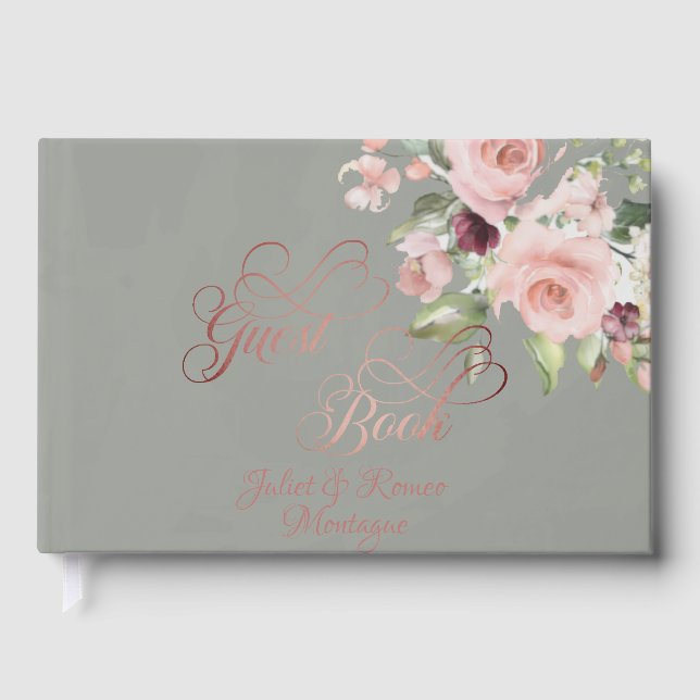 Libro De Visitas Blush Floral & Wreath - Sage/Rose Gold (Anverso)