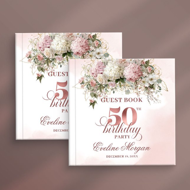 Libro De Visitas Blush Flowers and Gold 50th Birthday Guestbook (Blush Flowers and Gold 50th Birthday Guestbook)