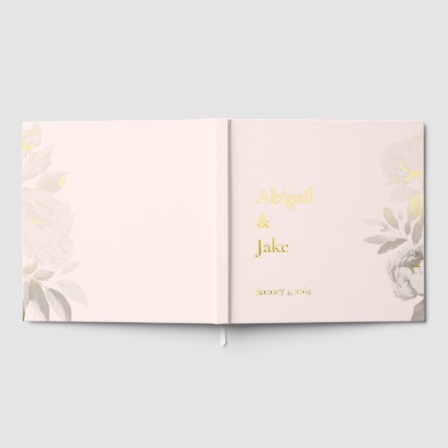 Libro De Visitas Blush Gold Foil Personalized Wedding (Lleno)