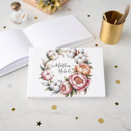 Libro De Visitas Blush Pink and White Cotton Wedding