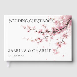 Libro De Visitas Blush Pink Cherry Blossom Elegant Floral Wedding 