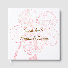 Libro De Visitas Blush Pink Floral Line Art Wedding Guest Book