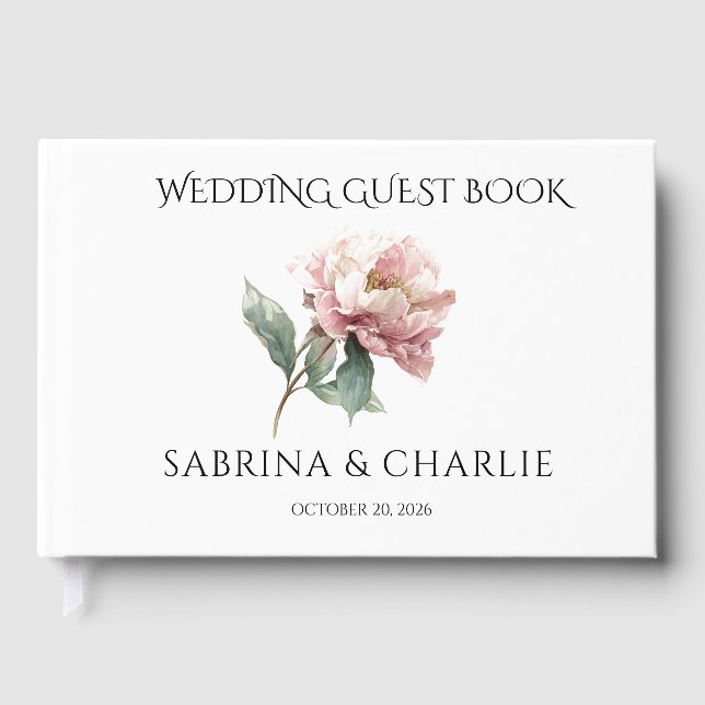Libro De Visitas Blush Pink Peony Elegant Floral Wedding (Anverso)