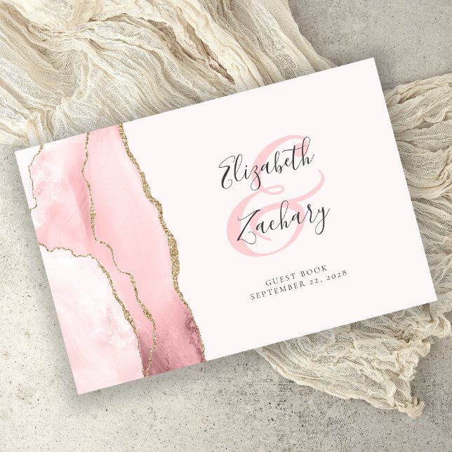 Libro De Visitas Blush Rosa Moderno Oro Agata Script (Subido por el creador)