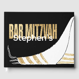 Libro De Visitas BM Bar Mitzvah Elegant Gold Guest Book