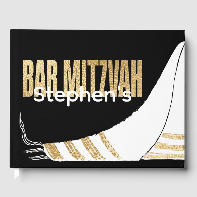 Libro De Visitas BM Bar Mitzvah Elegant Gold Guest Book (Anverso)