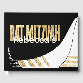 Libro De Visitas BM Bat Mitzvah Elegant Gold Guest Book