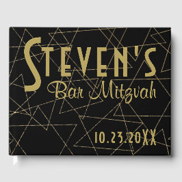Libro De Visitas BM Bat o Bar Mitzvah Gold Stars Guest Book