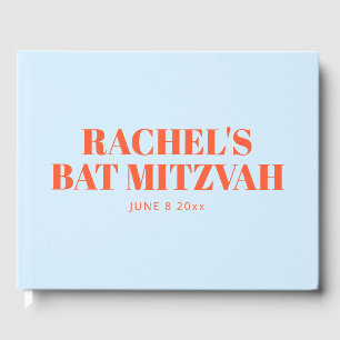 Libro De Visitas B'nai Mitzvah Azul Naranja Personalizado Moderno