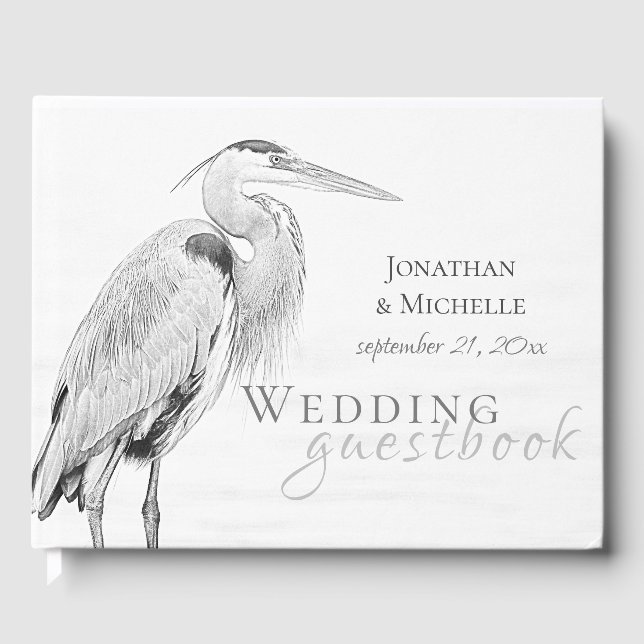 Libro De Visitas Boceto de boda de garceta azul hermosa  (Anverso)