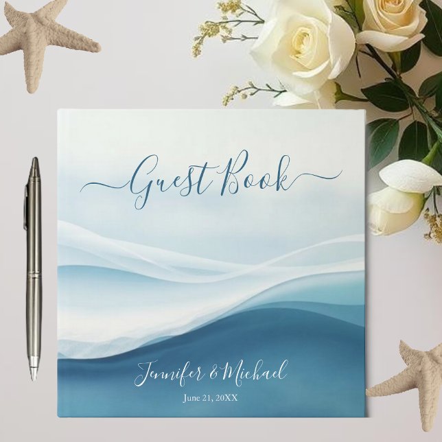 Libro De Visitas Boda abstracta de playa azul serena (Serene Blue Beach Abstract Wedding Guest Book )