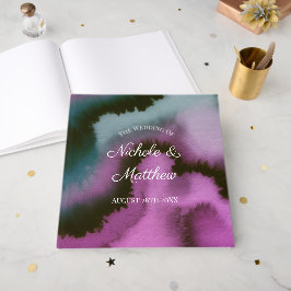 Libro De Visitas Boda abstracta de púrpura y azul turquesa melancól