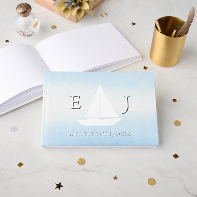 Libro De Visitas Boda acuarela Agua Conoce Cielo (Anverso Abierto)