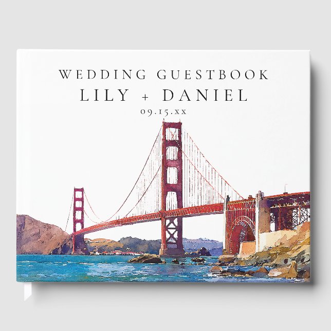Libro De Visitas Boda acuarela en San Francisco (Anverso)