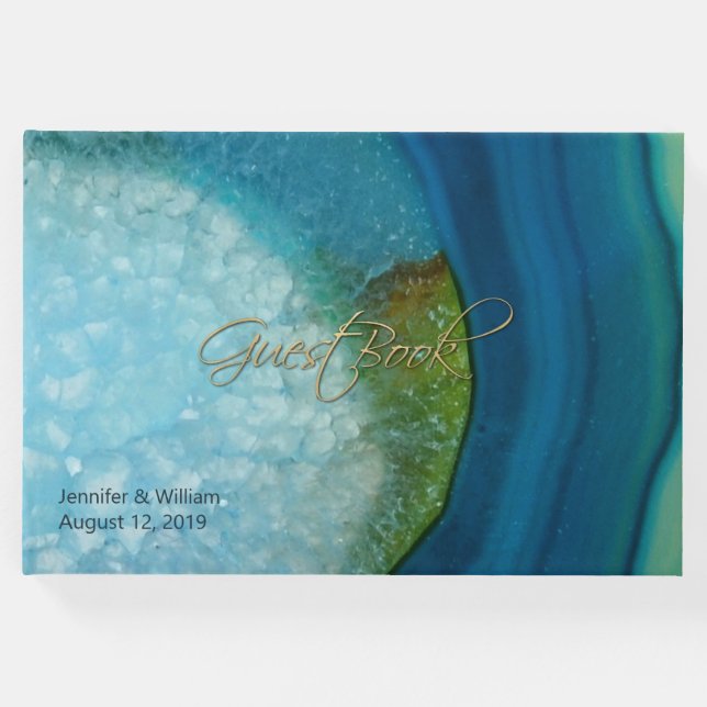 Libro De Visitas Boda Agate azul (Anverso)