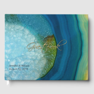 Libro De Visitas Boda Agate azul