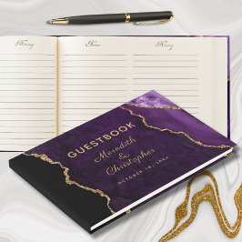 Libro De Visitas Boda Agate Purpurina Purple Gold