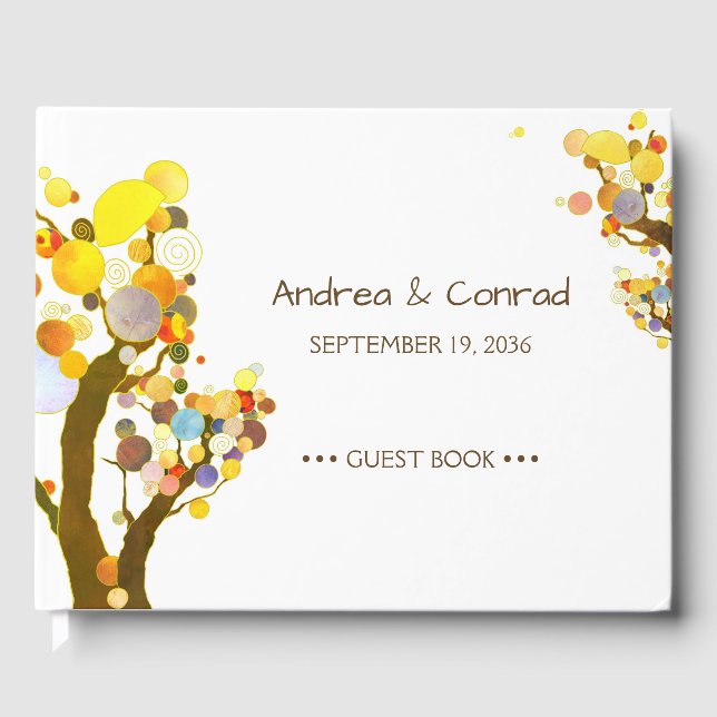 Libro De Visitas Boda al aire libre de árboles caprichosos (Anverso)