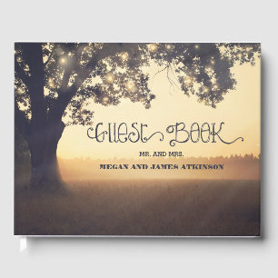 Libro De Visitas Boda al aire libre Rústico de las luces de árbol