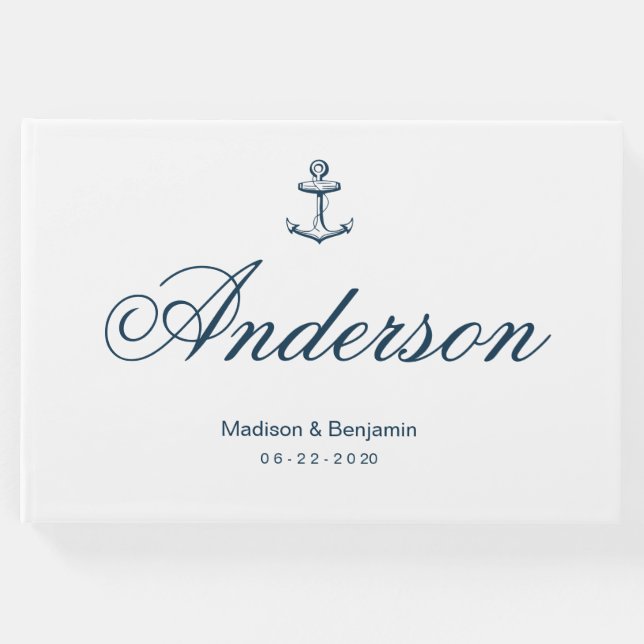 Libro De Visitas Boda, Anchor, Azul marino, Playa (Anverso)