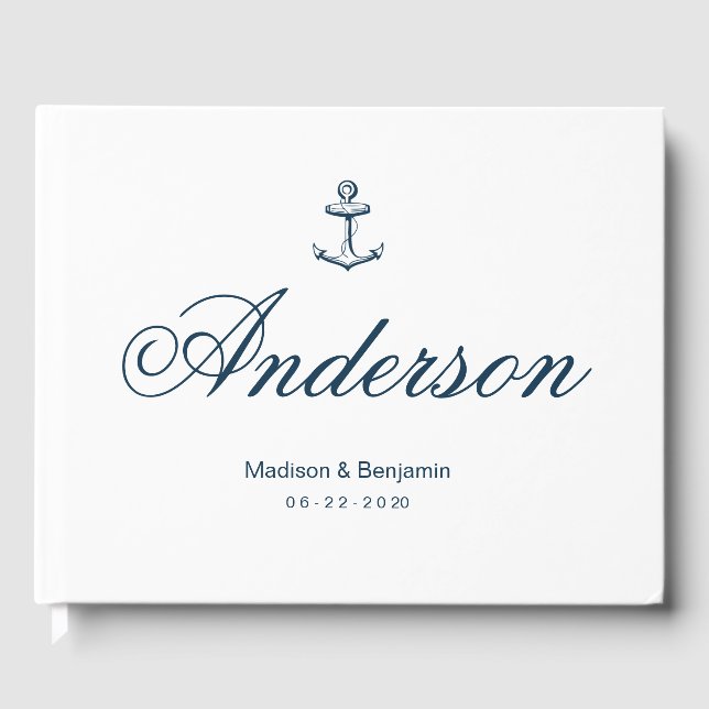 Libro De Visitas Boda, Anchor, Azul marino, Playa (Anverso)