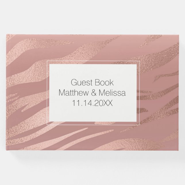 Libro De Visitas Boda animal Rosa Glam Zebra (Anverso)