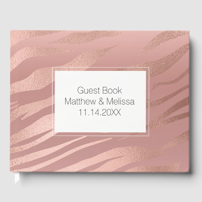 Libro De Visitas Boda animal Rosa Glam Zebra (Anverso)