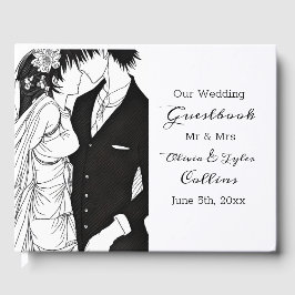 Libro De Visitas Boda Anime blanco y negro