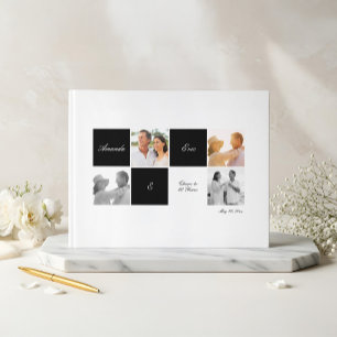 Libro De Visitas Boda Aniversario Cuadrícula Collage de fotos Negro