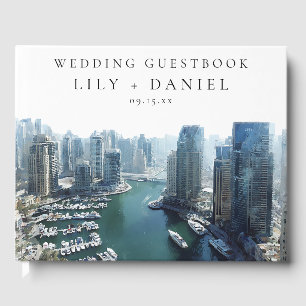 Libro De Visitas Boda Aquarela de la Silueta de Dubai