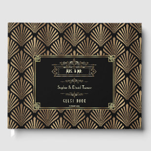 Libro De Visitas Boda Art Deco Black Gatsby de los años 20