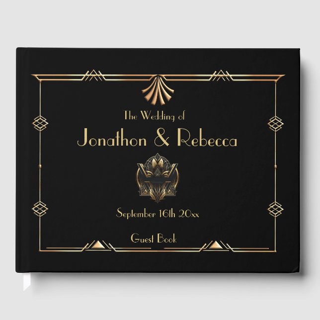 Libro De Visitas Boda Art Deco de época (Anverso)