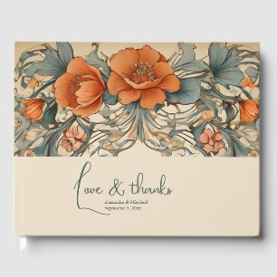 Libro De Visitas Boda Art Nouveau Floral Vintage