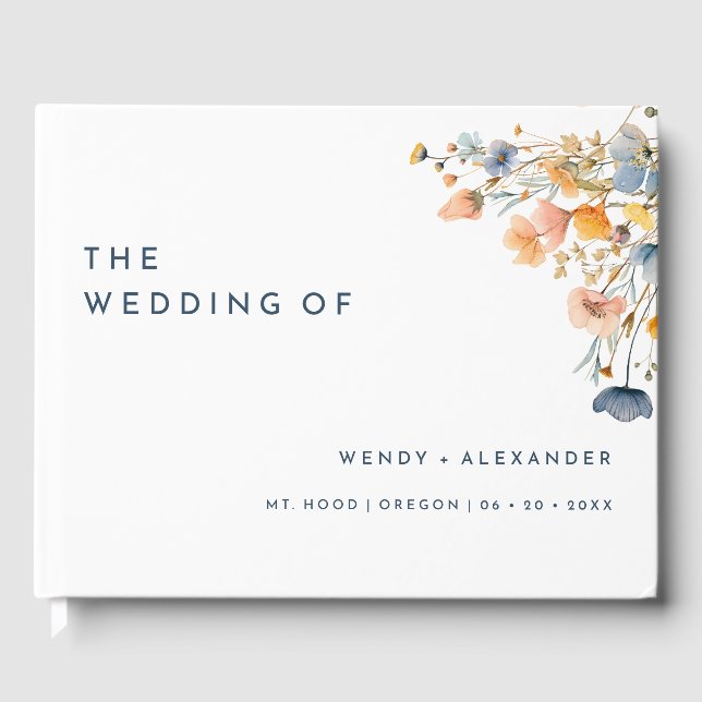 Libro De Visitas Boda audaz y elegante del monograma floral (Anverso)
