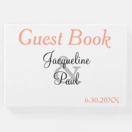 Libro De Visitas Boda azul cantaloupe blanco monograma