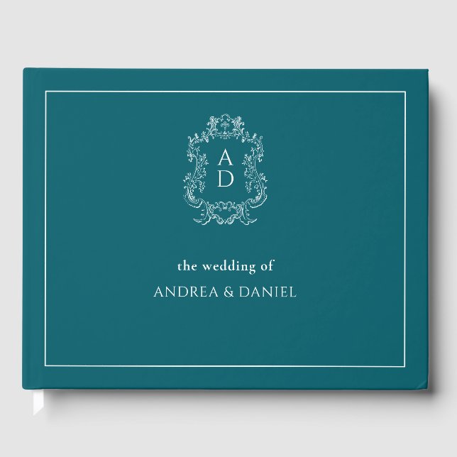 Libro De Visitas Boda Azul Con Borde (Anverso)