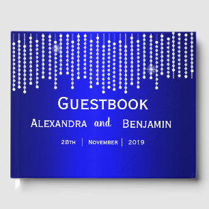 Libro De Visitas Boda azul de los diamantes y las perlas