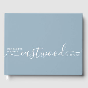 Libro De Visitas Boda azul dura monograma