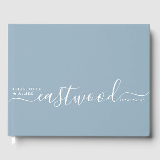 Libro De Visitas Boda azul dura monograma