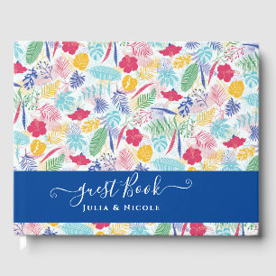 Libro De Visitas Boda azul marino rosa salvaje bosque perenne